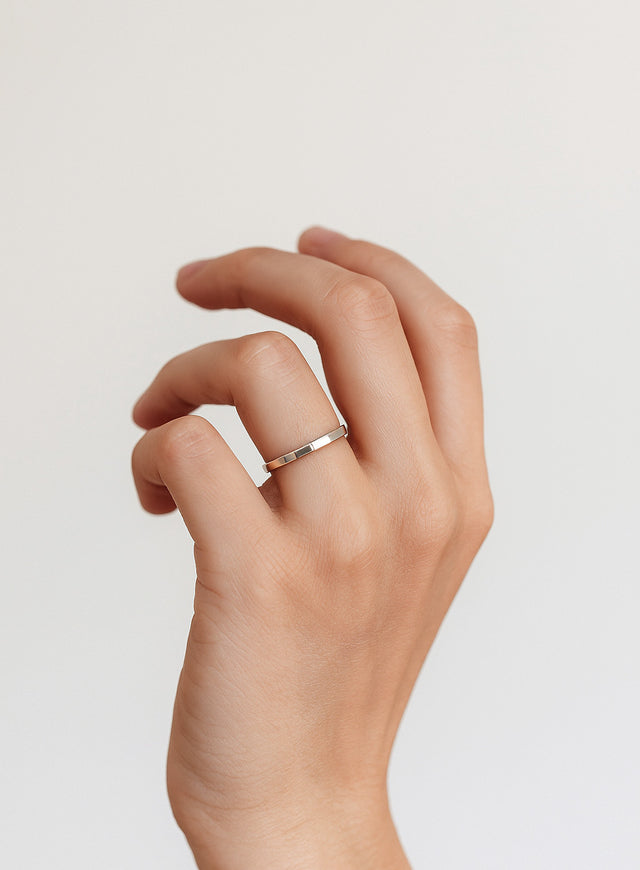 Silver engagement ring, 2 mm, Straight profile