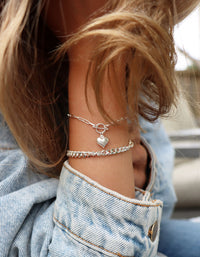 Dome Heart Chain bracelet, silver
