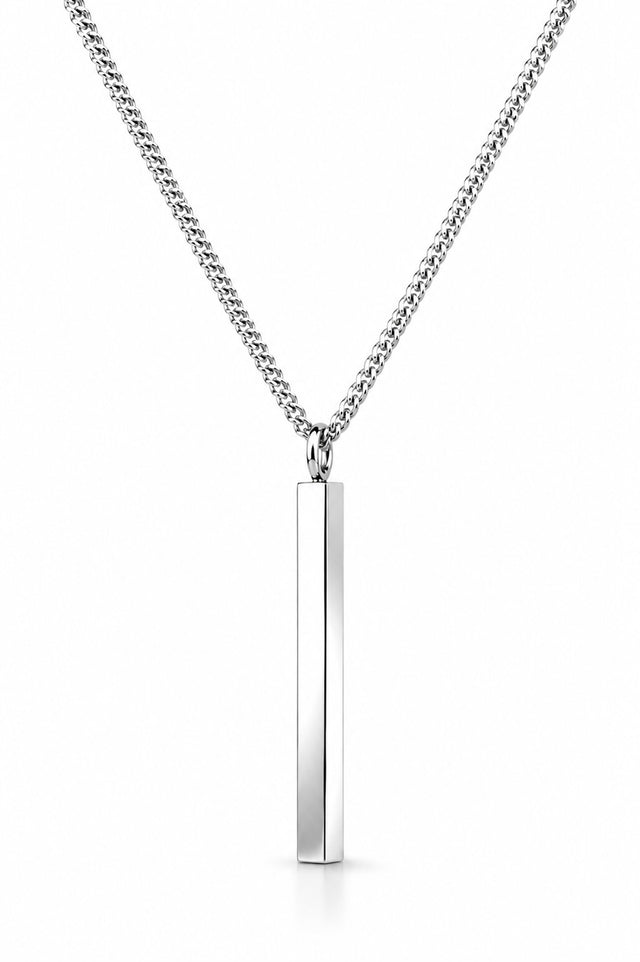 Halsband i silver till herr med stav i pansarkedja. 