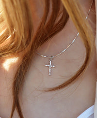 Silver Cross Crystal Necklace | 925 silver