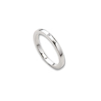 Engagement ring silver, straight profile, with one diamond