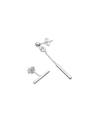 Rod Chain Rod earrings, silver