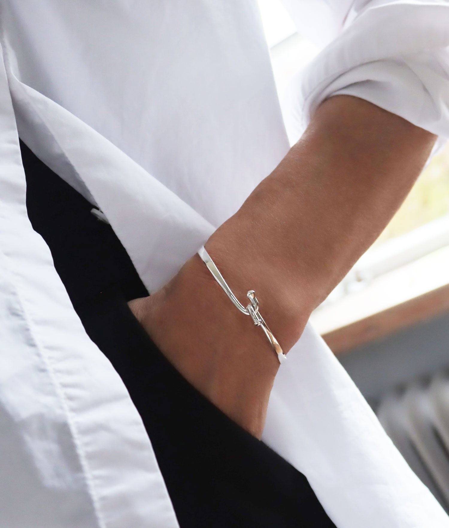 Hook Bangle bracelet 925 silver | Silver bracelet for women – Mila