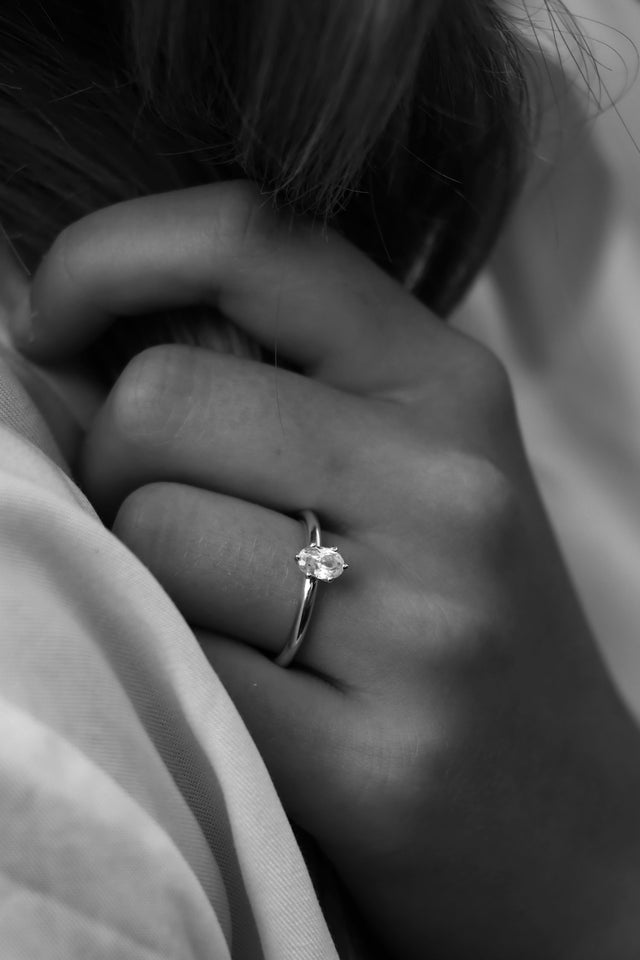 June 0.5 ct Oval Diamond, Solitaire Ring, Wedding/Engagement Ring