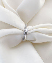 Julie 0.25 ct + Plain silver ring 7 mm | Wedding / Engagement rings, pair